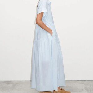 NWT ME+EM Cotton Voile Belted Maxi Shirt Dress +Slip